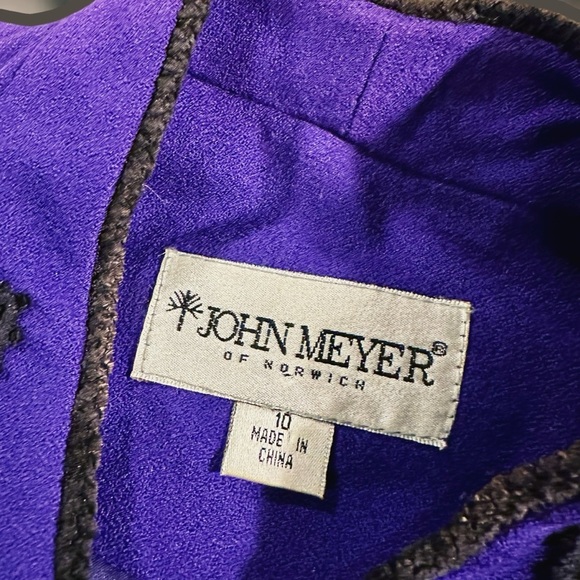 John Meyer of Norwich Vintage Indigo Purple & Black Brocade Sequin Wool Blazer - Picture 2 of 16